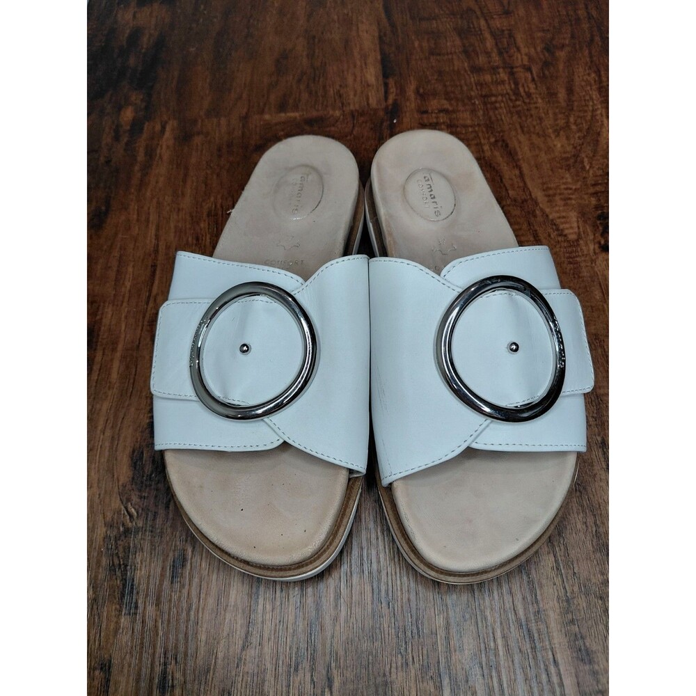 Tamaris Comfort White Nappa Sandals Women Size 37 - Picture 2 of 16